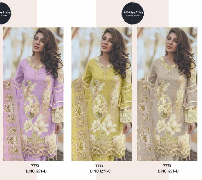 1271 Maria B Gold By Mehboob Pure Cotton Pakistani Dress Material Wholesale Shop In Surat